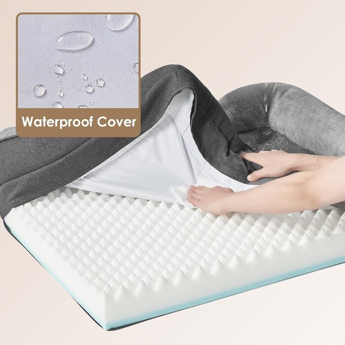 Orthopedic Dog Bed for Large Dogs, Memory Foam, Washable and Waterproof Dog Basket with 4 Sides, Dog Sofa/Dog Couch, Non-Slip, Grey, 106.5x76x18.5 cm