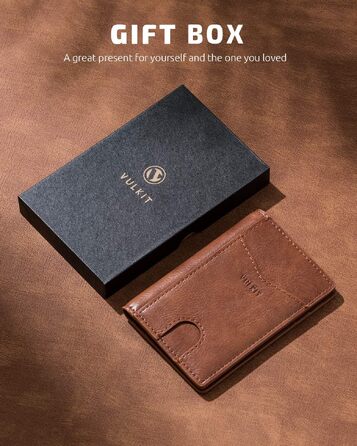Чоловічий шкіряний картхолдер VULKIT з RFID/NFC захистом, тонкий гаманець для карток на 10 відділень, коричневий