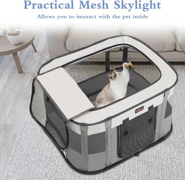 Клітка-загон для собак та котів Aivituvin, сіра, розмір M. Портативна, складана, для подорожей та дому