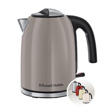 Електричний чайник Russell Hobbs Colours Plus Mokka 1.7л з нержавіючою статтю, 2400W, з фільтром від накипу та індикатором рівня води