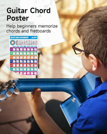 Акустична гітара Moukey для початківців, дітей, підлітків та дорослих, 38 дюймів, блакитна. Комплект з чохлом, тюнером, медіатором, каподастром та нейлоновими струнами