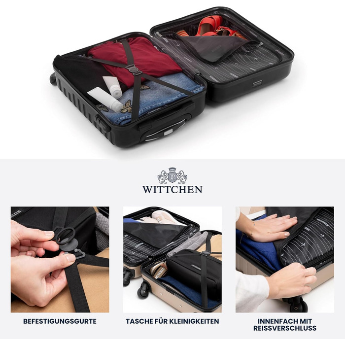 WITTCHEN A-line II Carry-on Suitcase, Cabin Luggage, Hand Luggage, Rolling Suitcase, Travel Suitcase, Boarding Suitcase, Hard Shell, ABS, High-Quality and Stable, Size S (Gray)
