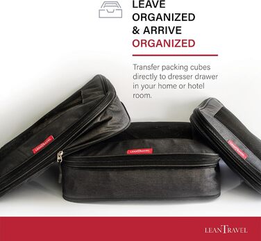 Органайзери для багажу LeanTravel (3 шт.) - комплект, чорний