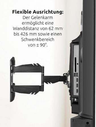 Кронштейн для телевізора TechniSat TECHNIMOUNT Flex Easy, поворотний настінний тримач з шарнірним плечем, до 25 кг