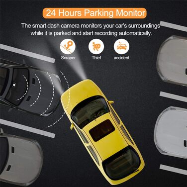 Відеореєстратор ORSKEY з двома об'єктивами: передній та задній, 1080P Full HD, 32GB SD-карта, 170° кут огляду, Loop-запис, G-сенсор, LCD-дисплей