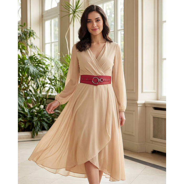 Пояс жіночий BlackButterfly Vintage з регульованою пряжкою, еластичний, червоний, розмір XL