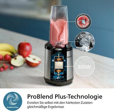 Philips 5000 Series Blender - Mini Smoothie Maker, Detachable Blades, 700ml Jug, ProBlend Plus Technology, Easy to Clean, Elegant, Compact Design. 800 Watt Power. Silver (HR2764/00) 800 Watt - Smoothie Maker