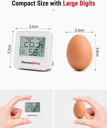 ThermoPro TP357-3 80m Bluetooth Hygrometer Indoor 3-Pack Room Thermometer Digital with APP Mini Humidity Meter with Smiley Indicator Data Graph for Indoor, Office, Wine Cellar, Greenhouse