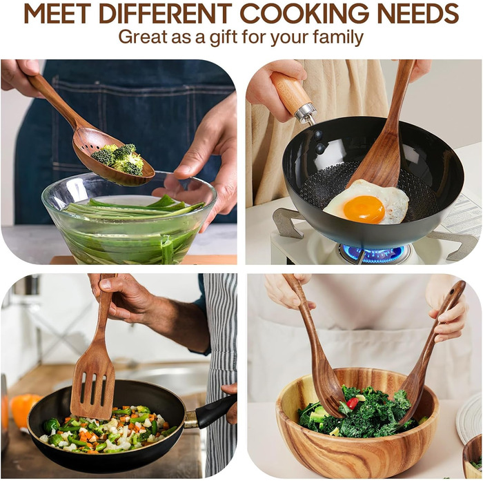 Набір дерев'яних лопаток для приготування їжі Spardar (7 шт.) - оранжево-коричневий