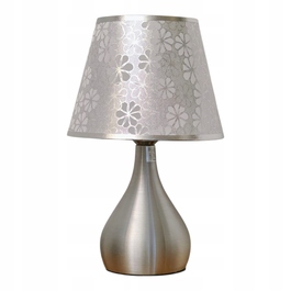 Сенсорна настільна нічна лампа з LED-абжуром, срібляста