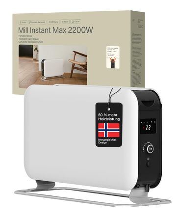 Електричний конвекторний обігрівач Mill MEC 2000W – 24-28 м², з термостатом, тихий, для дому, білий