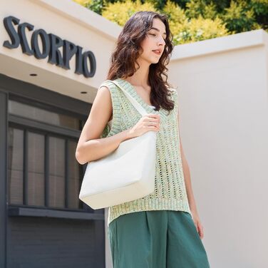 Жіноча сумка-шопер Befen з натуральної шкіри бежевого кольору, середнього розміру, з ручками та 2 плечовими ременями - класична елегантна сумка-хобо