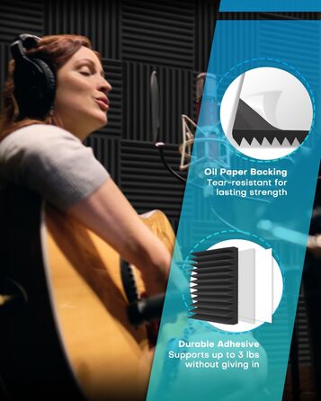 Акустичний поролон Knightsacoustic для звукоізоляції студії, панелі-поглиначі шуму 30x30x2.5 см, чорний (52 шт)