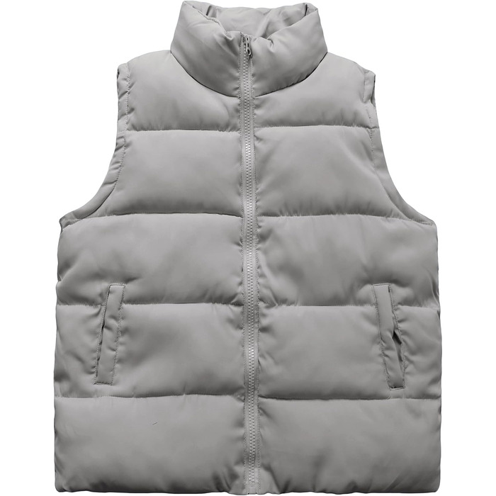 Жийоуні Даен: Пуховий жилет, сірий, S - тепла куртка з коміром-стійкою та блискавкою