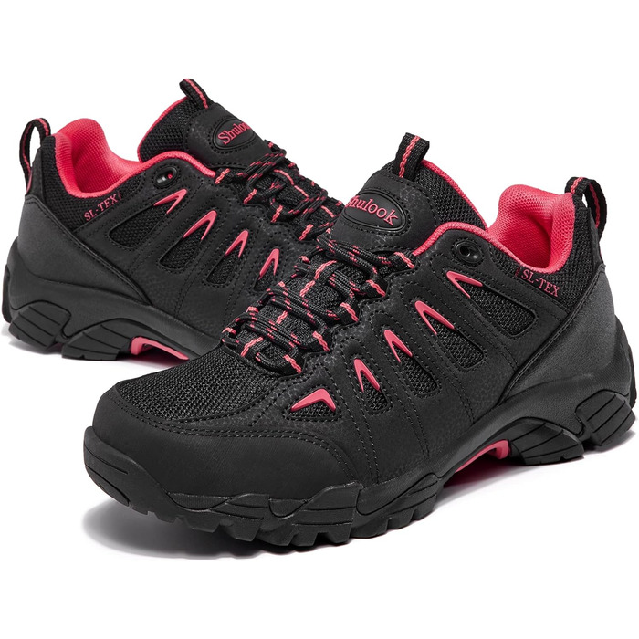 Туфлі для хайкінгу SHULOOK для жінок, водонепроникні, легкі, трекінгові, гірські, для активного відпочинку, кемпінгу, риболовлі, чорні, червоні, 39 EU