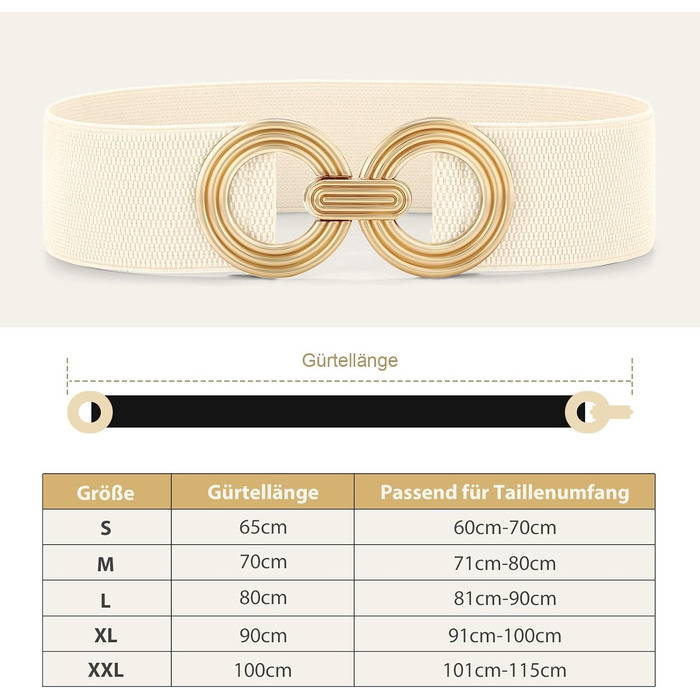 Жіночий широкий еластичний пояс JasGood з блискавкою, бежевий, розмір S (60-70 см)