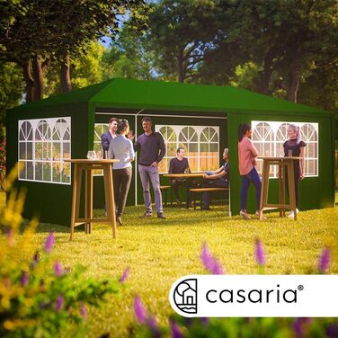 Павільйон Casaria® 3x6м, зелений: захист від УФ, водонепроникний, 18 м², 6 стінок, для фестивалів, вечірок, саду
