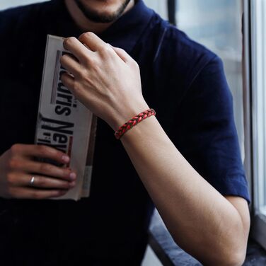 Чоловічий шкіряний браслет Casisto.J з нержавіючою сталлю, плетіння, гравіювання, скандинавський стиль, чорний, червоний, срібло, золото, з магнітною застібкою, у подарунковій коробці