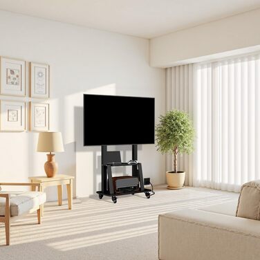 Мобільна підставка для телевізора з колесами, регульована по висоті, VESA 900x600, до 75 дюймів