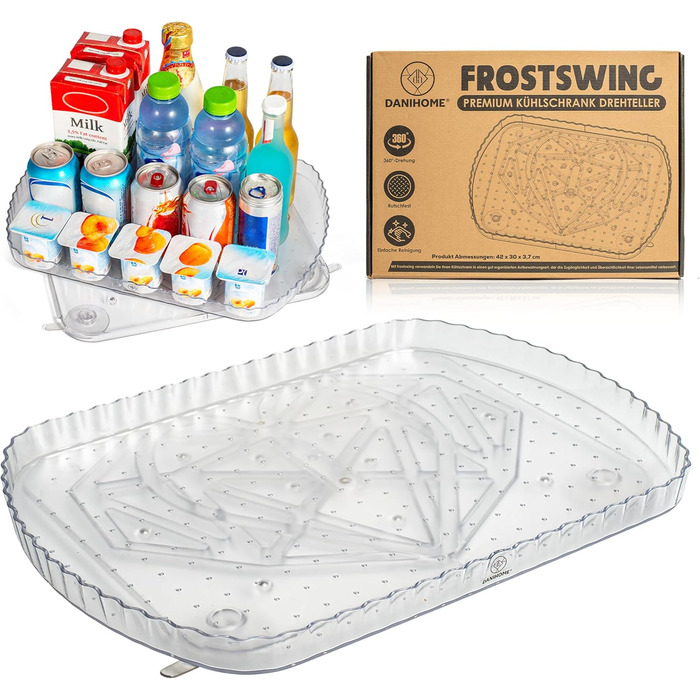 Frostswing – Refrigerator Organizer for Maximum Visibility, Multifunctional Rotating Tray, Practical Kitchen Organizer, Rotating Tray Organizer, Perfect Kitchen Storage & Organization