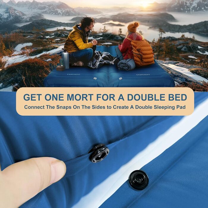 Origem Self-Inflating Camping Mat - Lightweight & Compact Sleeping Pad with Foot Pump for Hiking, Travel, Tent & Hammock (Blue)