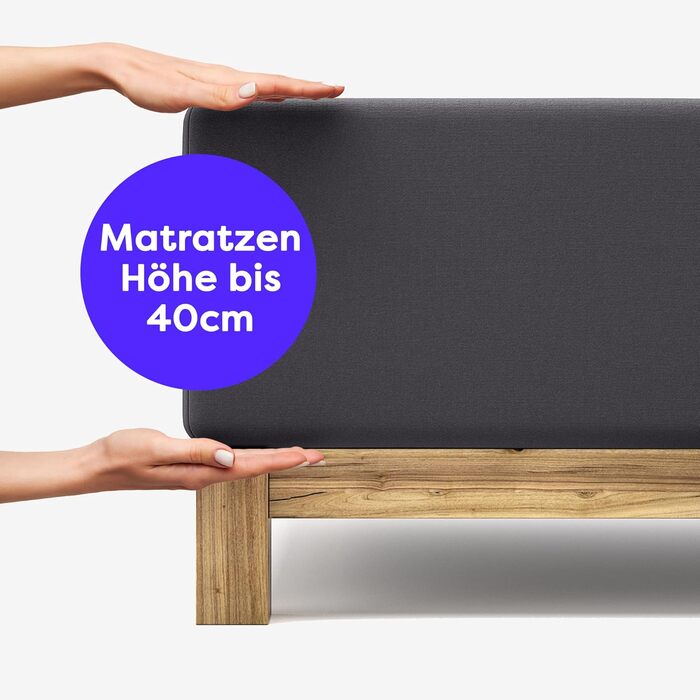 Wolkenfeld Box Spring Bed Fitted Sheet 180x200cm up to 200x220cm - up to 40cm Mattress Height - Premium Cotton Bed Sheet 180x200 | 180x220 | 200x200 for Box Spring and Water Beds - Anthracite