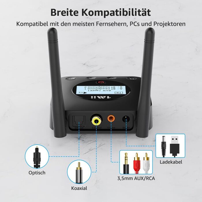 Bluetooth 5.3 трансмітер для ТБ 1Mii B06TX+ з дисплеєм та підтримкою Dual Link
