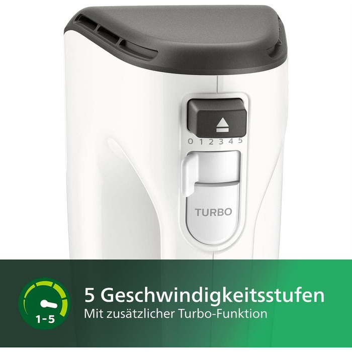 Philips Hand Mixer, 450 W, 5 speeds plus Turbo, white/gray (HR3741/00)