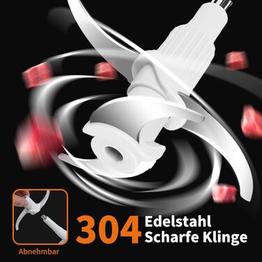 Електричний подрібнювач Aigostar Flor 500W з нержавіючою чашею 1.8L та 4-ма лезами, 2 швидкості для м'яса, овочів та горіхів