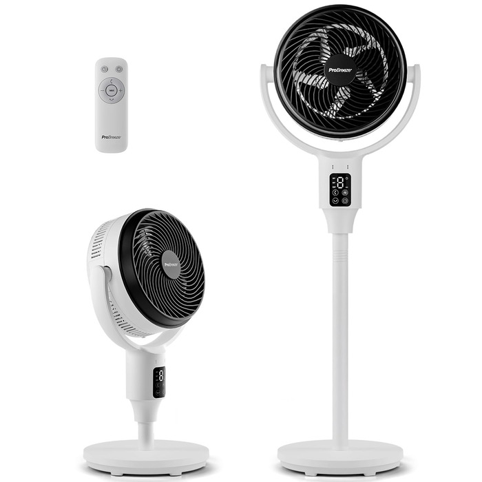 Standventilлятор Pro Breeze AirFlo 109 см з пульт. керування та LED-дисплеєм – 2 режими, гойдання, 29 дБ, регулювання висоти, енергоефективний для спальні, офісу та дому.