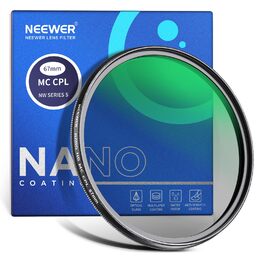 NEEWER Поляризаційний фільтр 67mm з 24 шарами, Nano MC CPL, для об'єктивів камери, зменшує відблиски та покращує контраст | HD скло