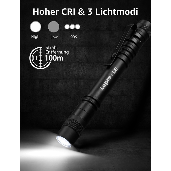 Ліхтарик LED Mini IPX4 Водостійкий, 3 режими, стік-ліхтарик для інспекції, роботи, ремонту (2 шт.), чорний