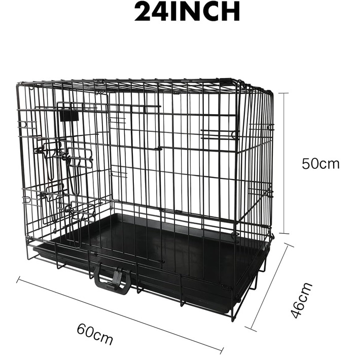 Клітка для собак 60x43x48 см, складана переноска з металу для собак, 2 дверцята, переноска для тварин, авто-переноска, клітка для собак Small