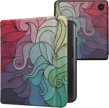 Чохол-книжка kwmobile для Kobo Libra Colour/Tolino Vision Color - яскравий чохол для eReader (рожевий, блакитний, зелений)