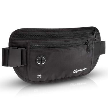 Поясна сумка для чоловіків та жінок - ЕКСТРА ПЛАСКА - для телефонів до 7 дюймів - ідеальна для спорту, подорожей та бігу. Чорна, стильна