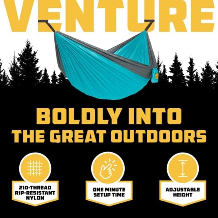 Wise Owl Outfitters Hammock for Camping, Single Hammocks, Outdoor Gear, Backpacking, Survival, or Travel, Portable, Lightweight, Parachute Nylon, Blue and Gray