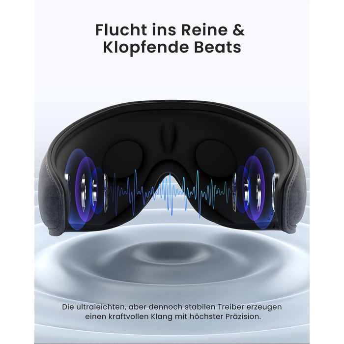 Маска для сну Renpho з Bluetooth V5.2, подарунок для жінок, RENPHO Ultra Soft, бездротова маска для сну з 3D-екраном, комфортна для тих, хто спить на боці, маска для сну з білим шумом, сіра