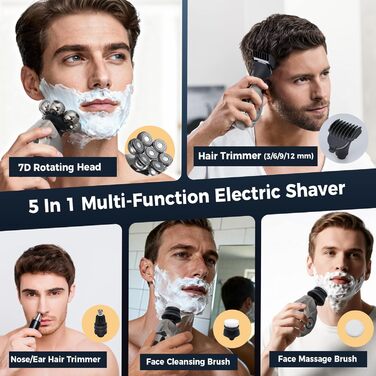 Машинка для гоління голови OSDUE чоловіча, водонепроникна, акумуляторна Type-C, для гладкої голови, магнітна, легка в очищенні, 60 хв роботи