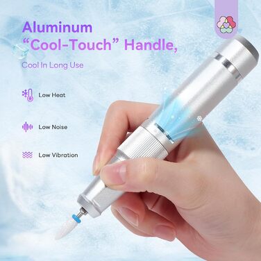 SAVILAND Професійний фрезер для нігтів 40000 об/хв: електрична машинка для манікюру з алмазним покриттям, акумулятор 4000 mAh, для товстих акрилових нігтів