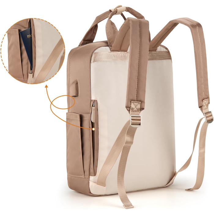 Шкільний рюкзак YAMTION для дівчат-підлітків, 15.6 дюймів: рюкзак для ноутбука, жіночий шкільний ранець з відділенням для ноутбука, для школи, університету, подорожей, роботи, офісу, кремовий