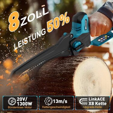 Акумуляторна міні-пила PowerCut X9 PRO 6 дюймів з автоматичним змащенням, 8000mAh, 2 акумулятори