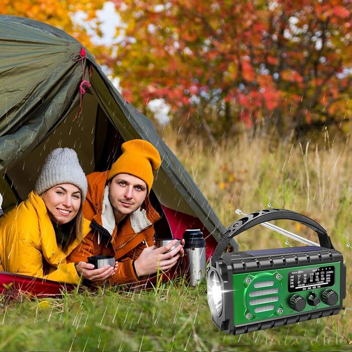 Сонячне радіо з ручним генератором 20000mAh, аварійне радіо SW/AM/FM з Powerbank, LED-ліхтарик, лампа для читання, SOS-сигнал, USB-порт для активного відпочинку