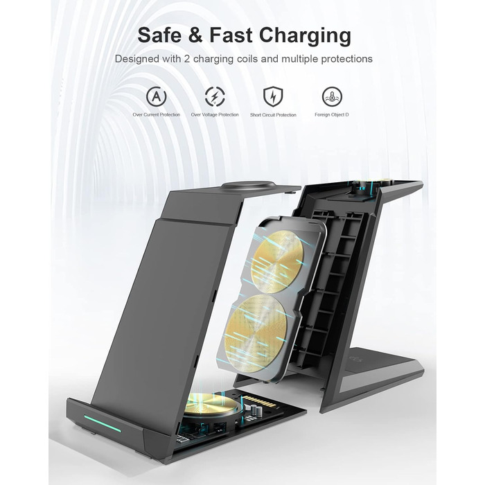 Бездротова зарядка 3-в-1 для Apple Watch, iPhone та AirPods Pro (білий/чорний)