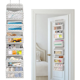 Органайзер для підвішування з 5 прозорими кишенями, 2 гачками, для шафи, ванної, дитячої кімнати, вітальні, спальні (Zickzack)