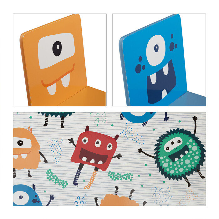Relaxdays 3-Piece Kids' Seating Set, Monster Design