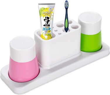 Plastic toothbrush holder, bathroom toothbrush holder, with 2 cups