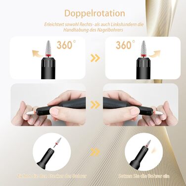 Електрична машинка для манікюру CNMTCCO Nagelfräser 12 в 1 з LCD дисплеєм, 18000 об/хв, для гелю та акрилу