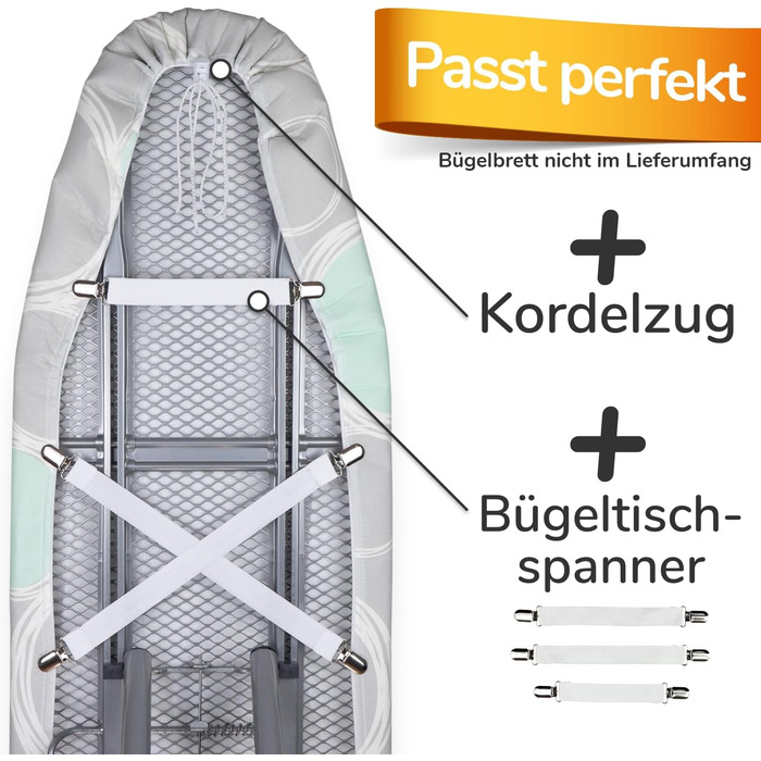 Покриття для прасувальної дошки Turbo 120x45, 5 шарів, бавовна ÖKOTEX, терморефлексія, EasyFit, Made in Europe, сірий XL
