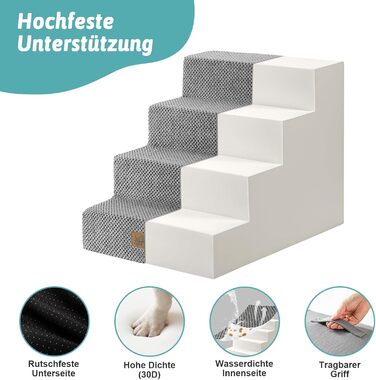 Сходинка для собак COZY KISS, 5 сходинок, 60 см, сіра. Підходить для маленьких собак та котів, знімний чохол, 60x45x45 см