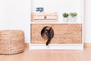 Cat basket for Billy shelving unit, natural cat basket, cat cave, small animals, rabbits, guinea pigs, cave, 75 x 29 x 25 cm. Material: Woven water hyacinth.